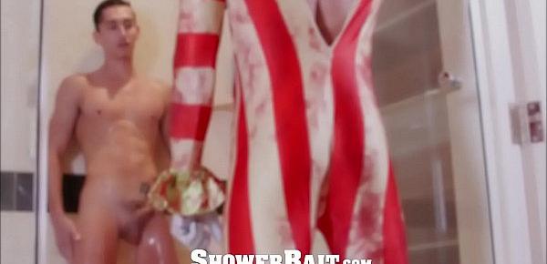  ShowerBait Halloween Str8 shower fuck with Cameron Boyd and Ethan Slade